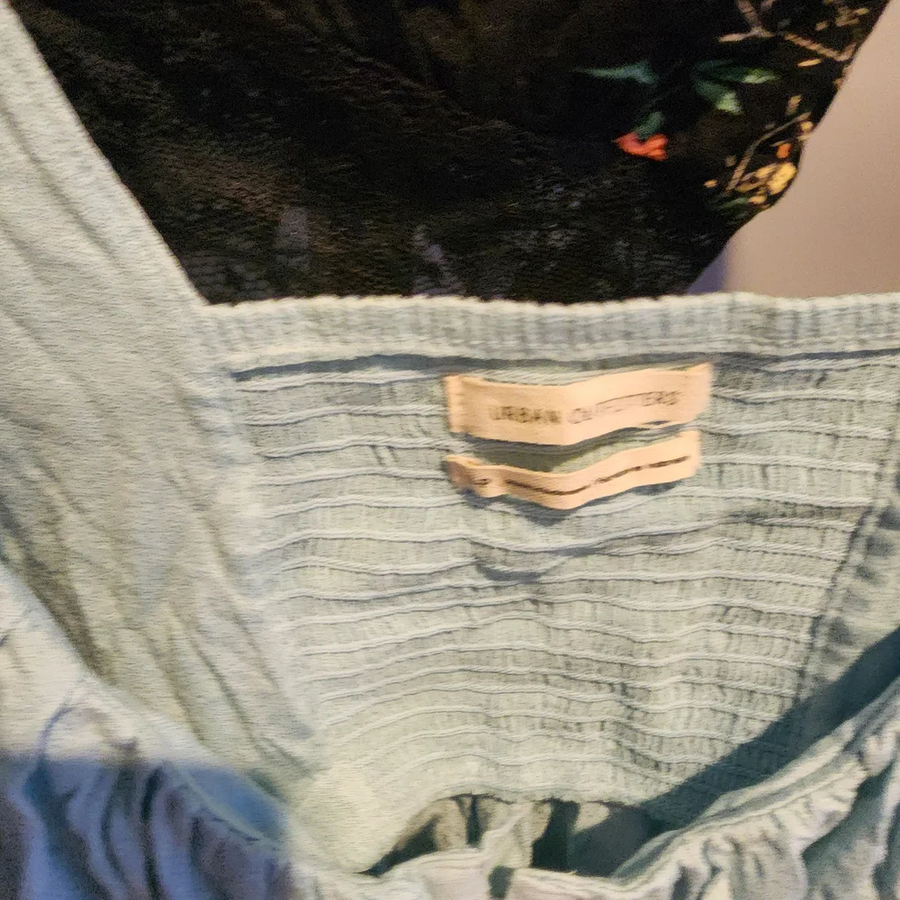 2 Urban Outfitters.. Light Blue Puff Sleeve & Black Floral Lace Crop Tops - Picture 3 of 3